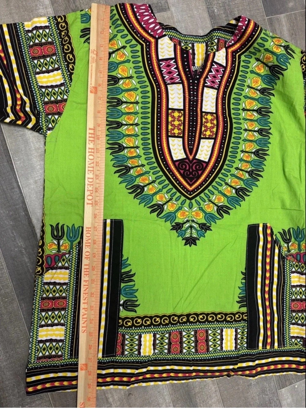 African Dashiki “Angelina” Print Shirt – Neon Green Unisex Pocket Bold Festival - Picture 5 of 8